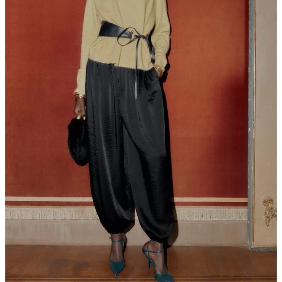 Zara Pants - Zara Black Satin Wide-Leg Pants! NWT